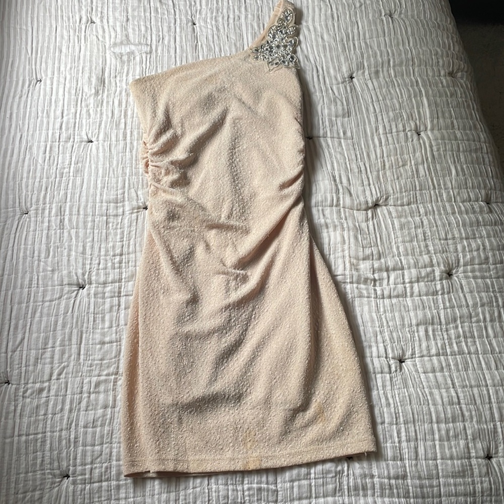 One shoulder sparkly dress